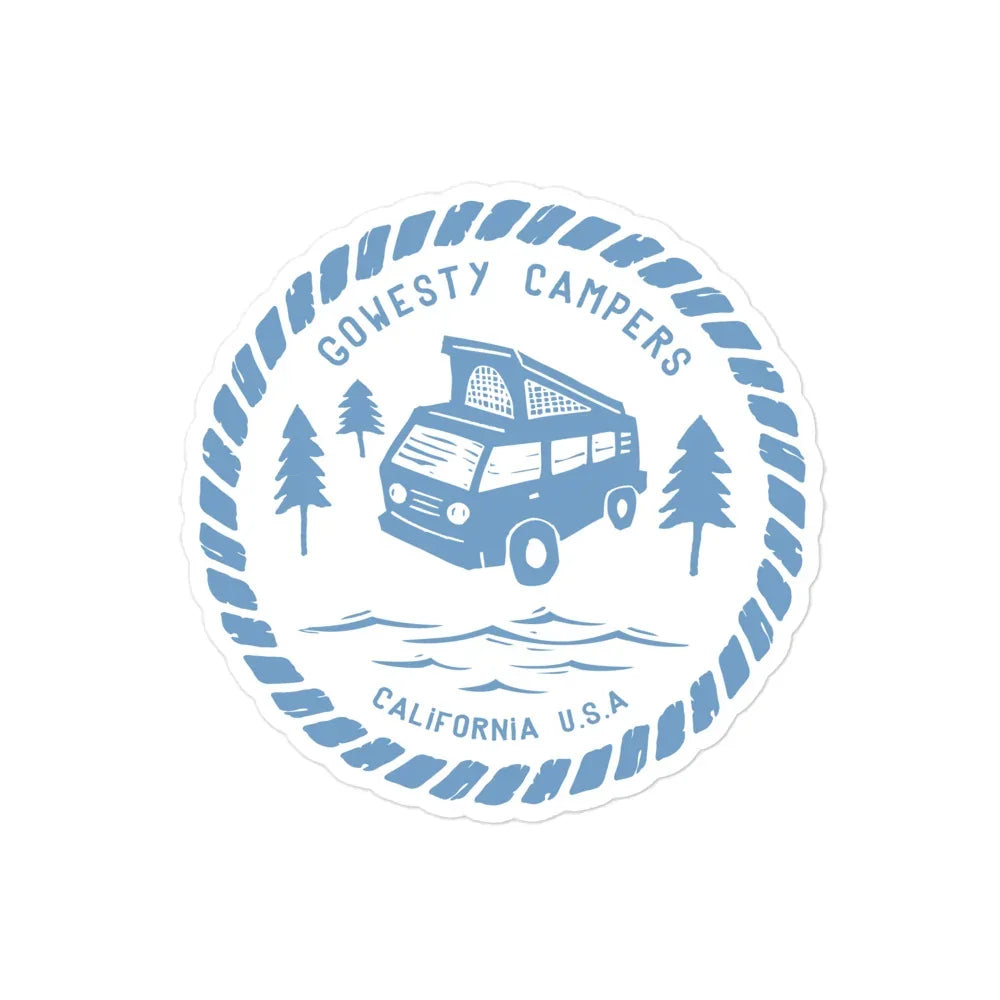 Woodcut Westy Life Blue Sticker - OVERLANDERS Outfitter
