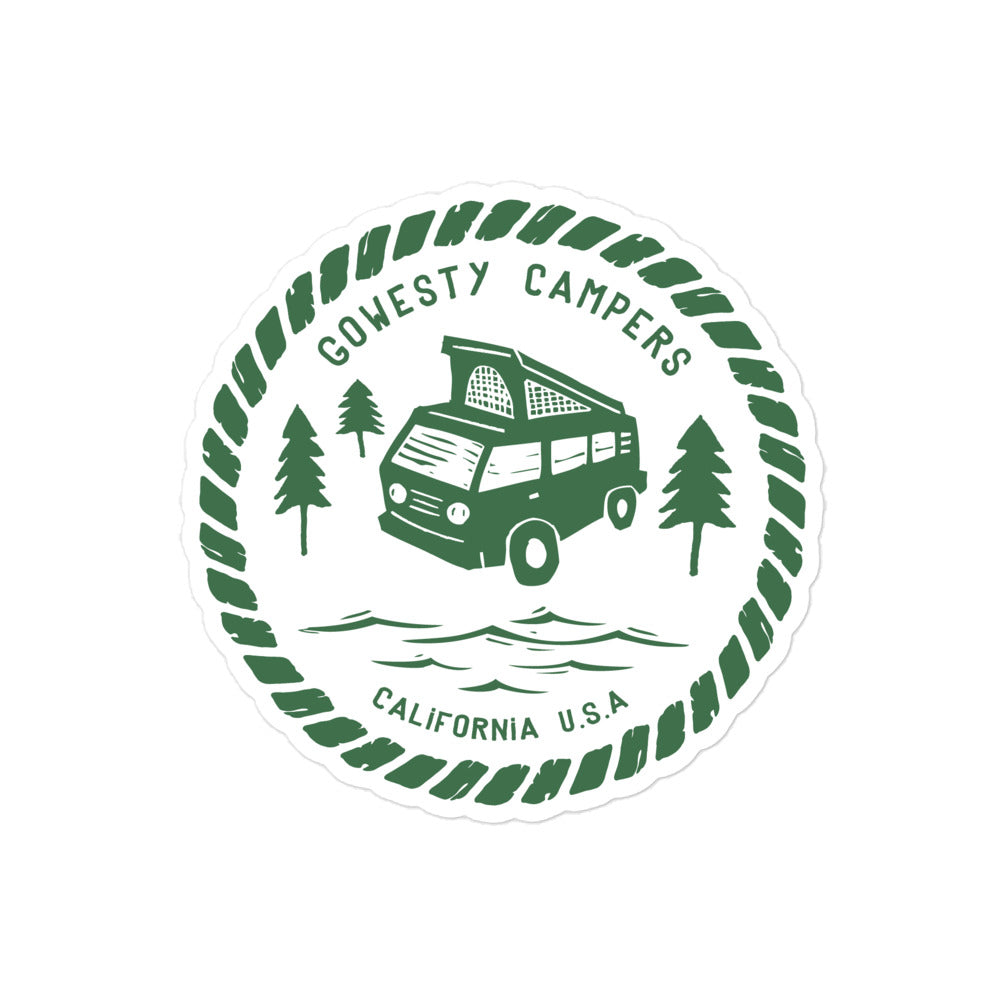 Woodcut Westy Life Green Sticker - OVERLANDERS Outfitter