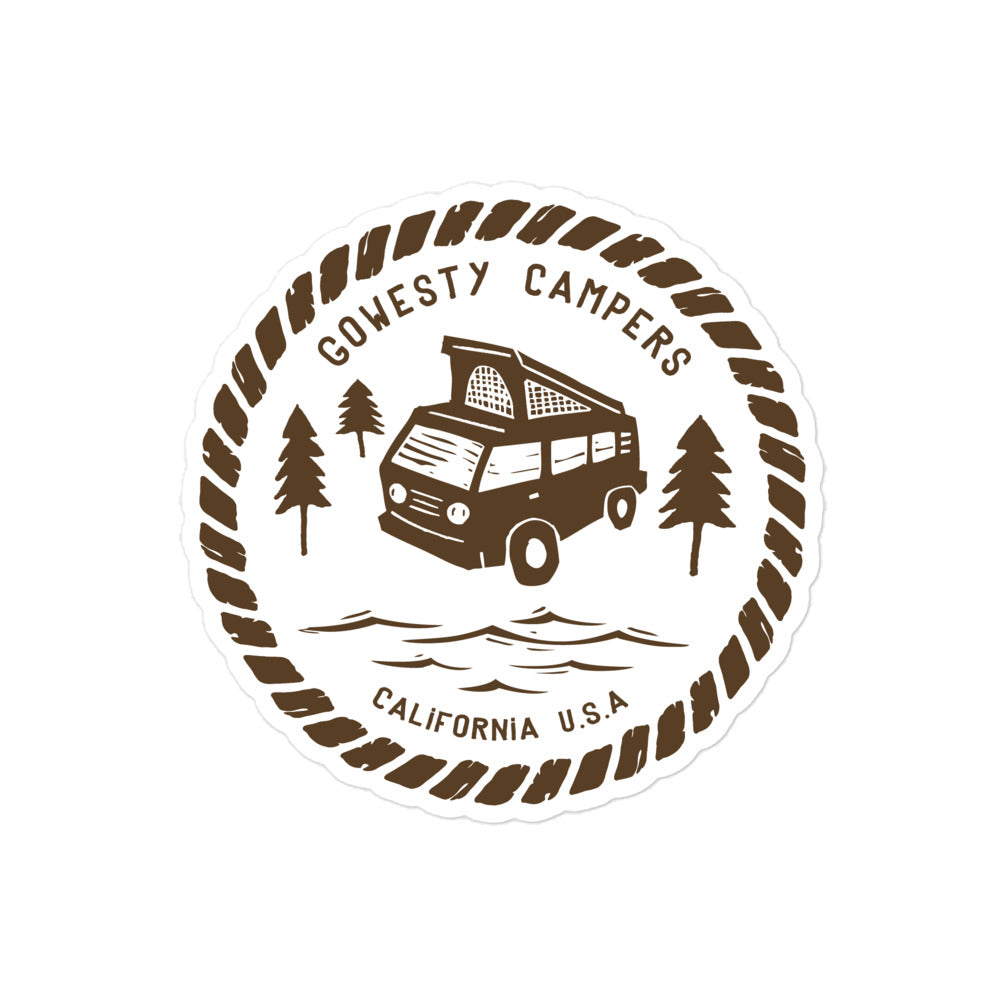 Woodcut Westy Life Brown Sticker - OVERLANDERS Outfitter