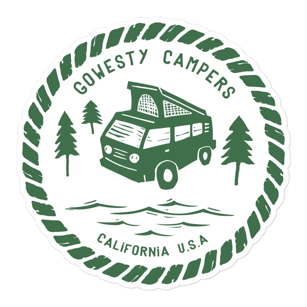 Woodcut Westy Life Green Sticker - OVERLANDERS Outfitter