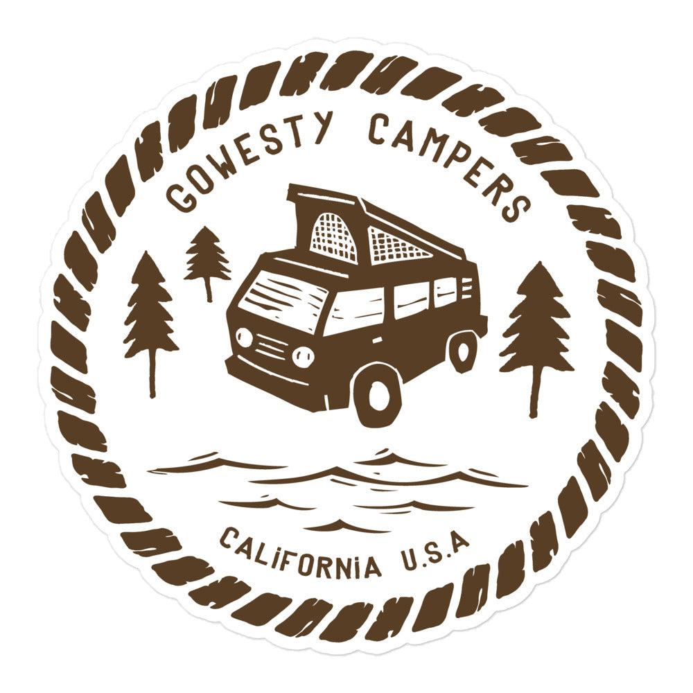 Woodcut Westy Life Brown Sticker - OVERLANDERS Outfitter
