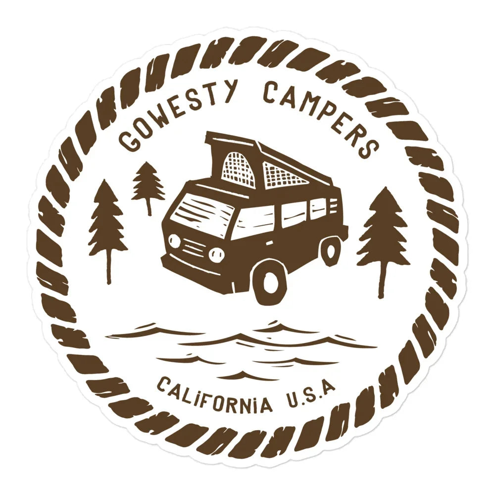 Woodcut Westy Life Brown Sticker - OVERLANDERS Outfitter
