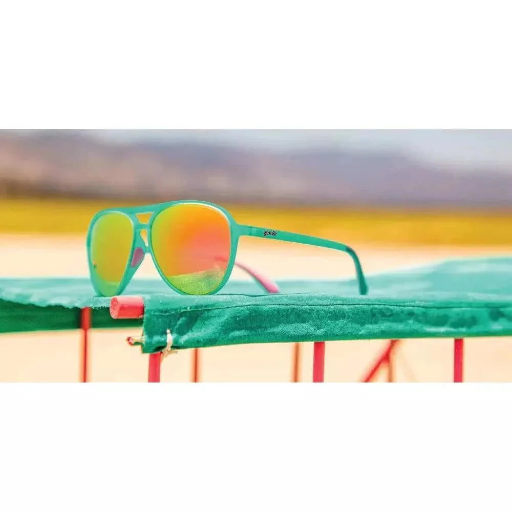 Rare Air Discs Kitty Hawkers Ray Blockers MACH G polarized sunglasses with black frames and tinted lenses.