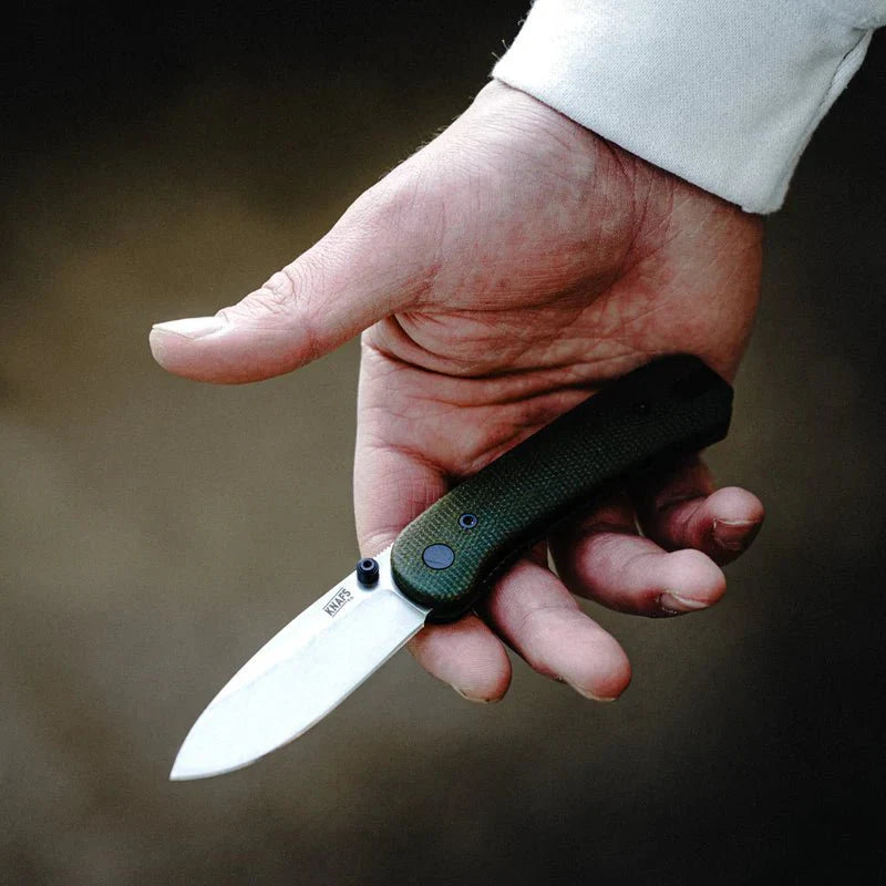KNAFS Lander 1 Pocket Knife - Contoured Green Micarta - 14C28N - OVERLANDERS Outfitter
