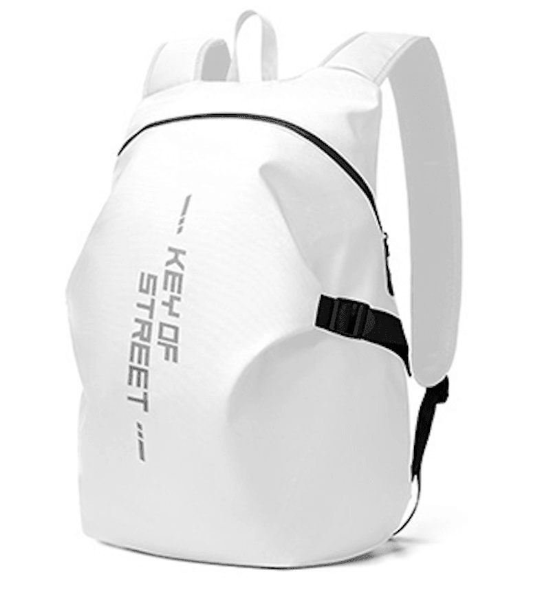 KOS™ water-resistant motorcycle helmet backpack by Bean's Moto Booth with adjustable straps and ample storage for riders.