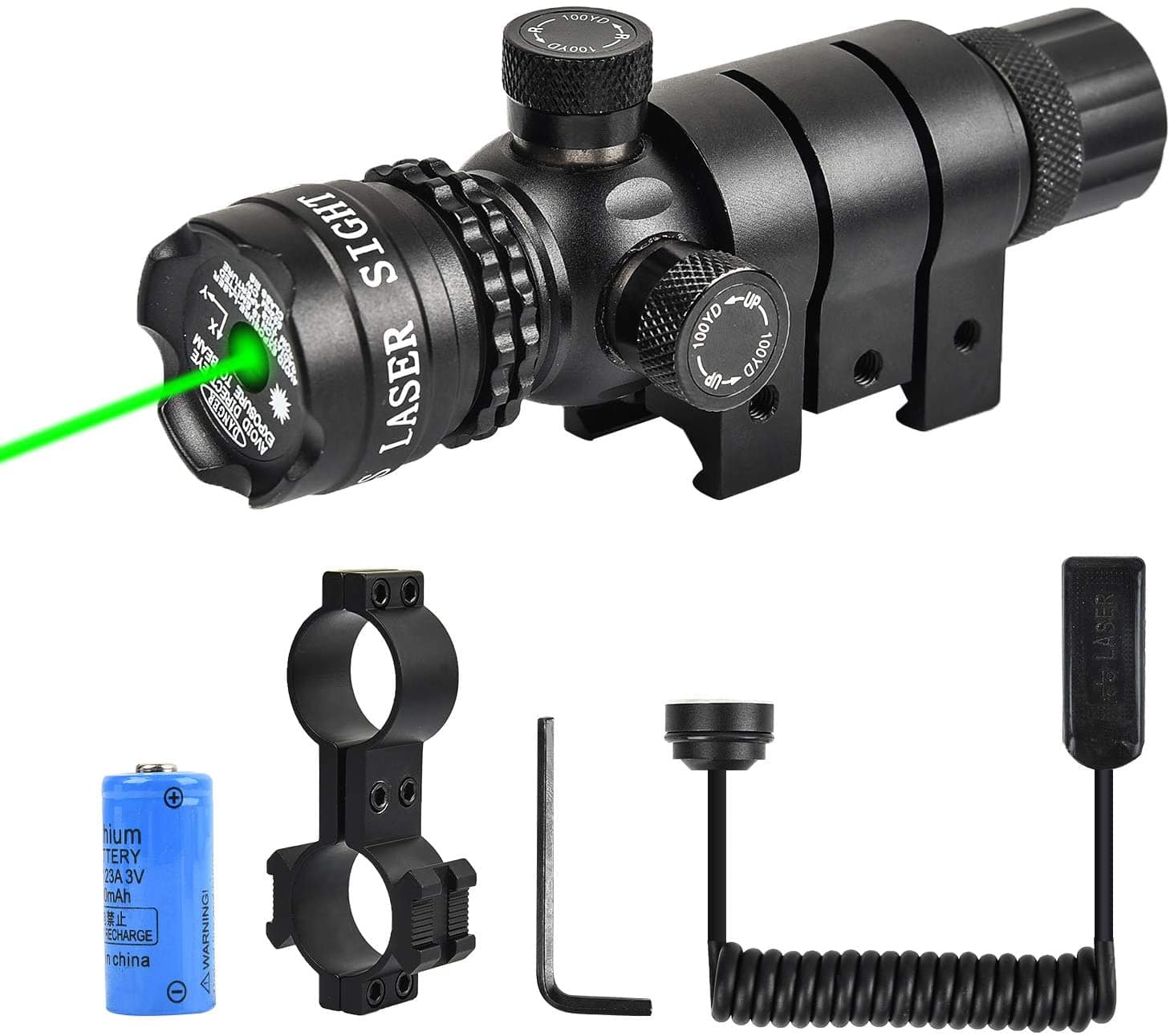 Green and red laser sight with 20mm mount and pressure switch, designed for tactical use by SFT2 Tactical.