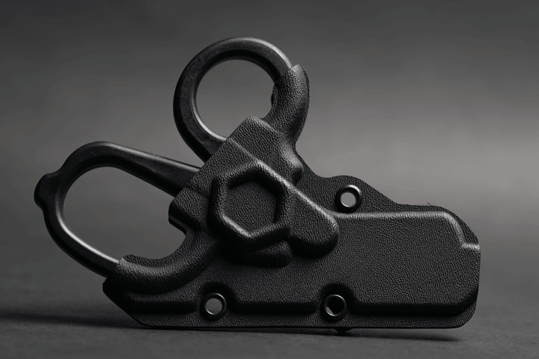 Black MINI Compact EMT and First Responders Rescue Shears Kydex Holder | ONE SHEAR® - OVERLANDERS Outfitter