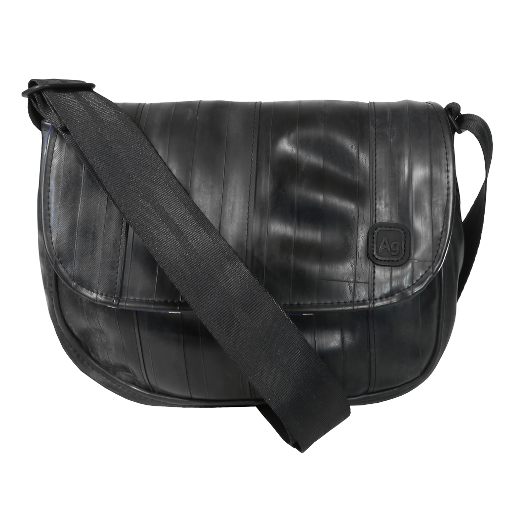 ZEITBIKE Alchemy Goods Laurelhurst cross body bag in black and grey with front pocket and adjustable strap.
