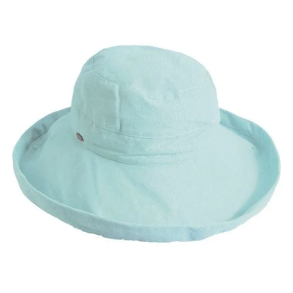 Aqua Scala Simple Cotton women's sun hat by HatCountry with a wide brim and lightweight cotton fabric for sun protection.