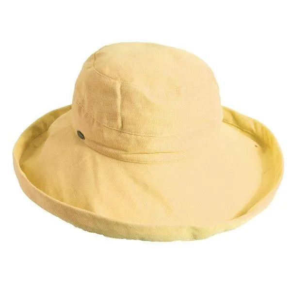 Women’s Scala Simple Cotton Sun Hat by HatCountry, featuring a wide brim and casual style, shown from a 3/4 angle.