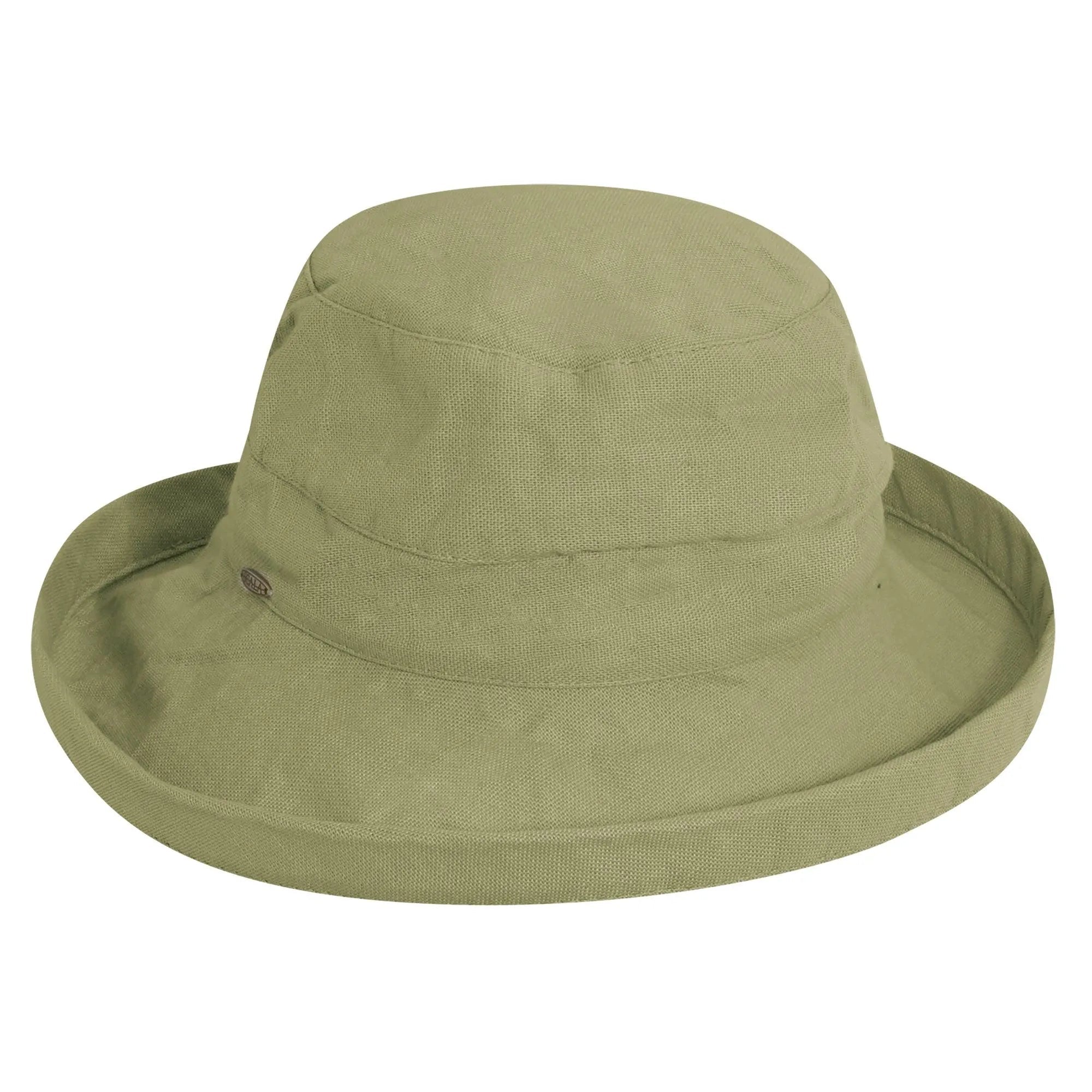 Scala Simple Cotton Women's Sun Hat by HatCountry, lightweight beige cotton headwear with a wide brim for sun protection.