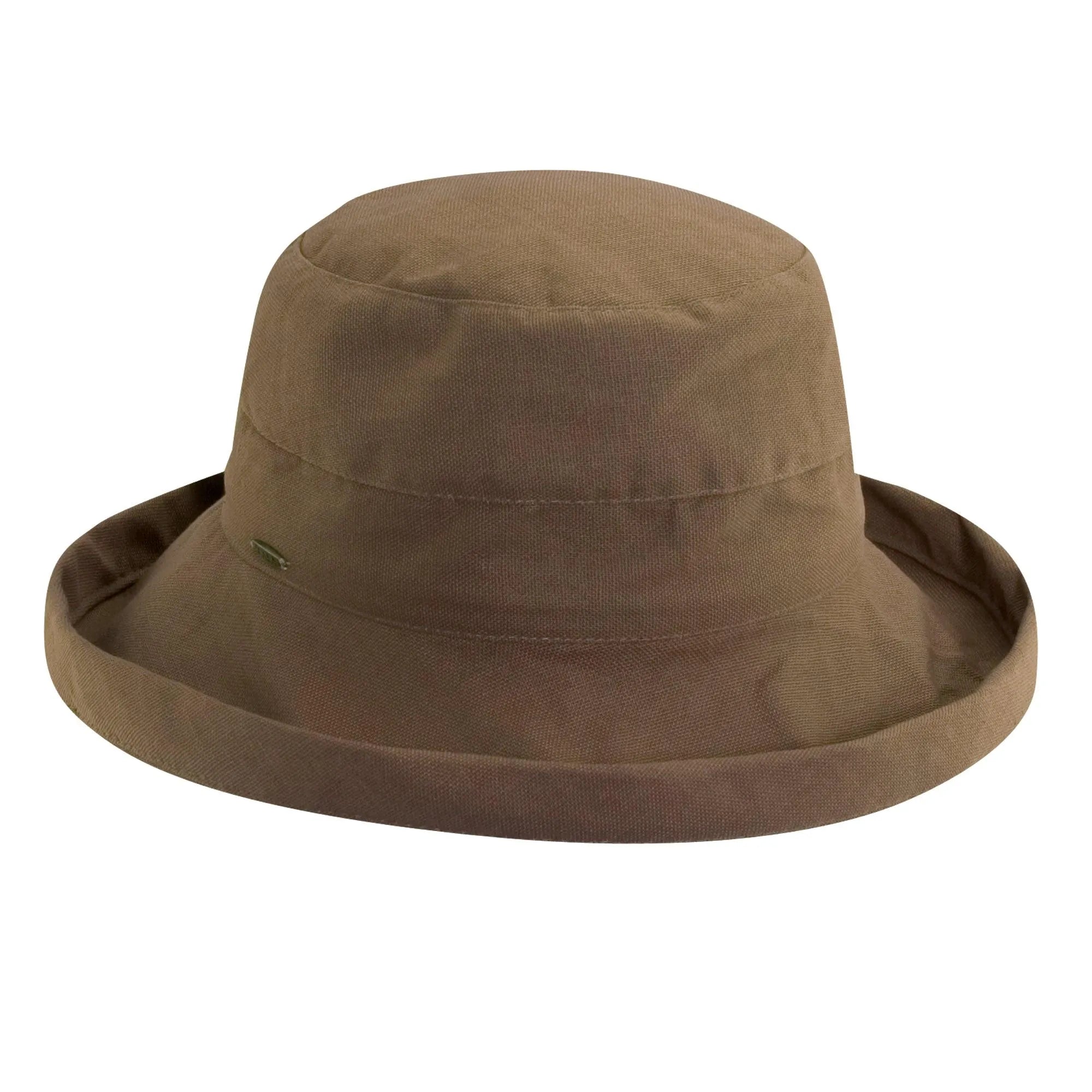 Chocolate brown Scala Simple Cotton women's sun hat with wide brim, lightweight headwear from HatCountry.