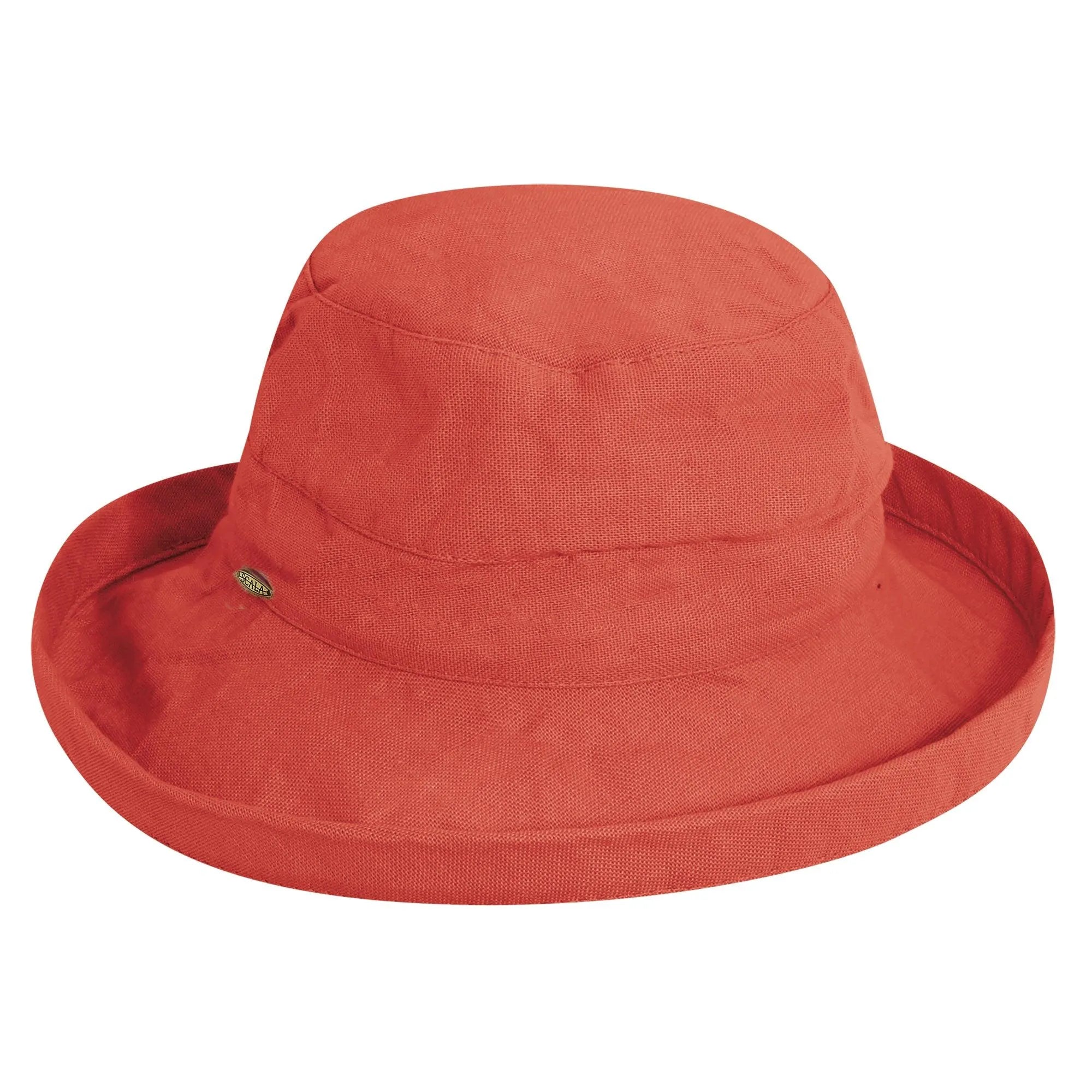 Women's coral cotton sun hat from Scala Simple Cotton by HatCountry, featuring a wide brim and casual headwear style.