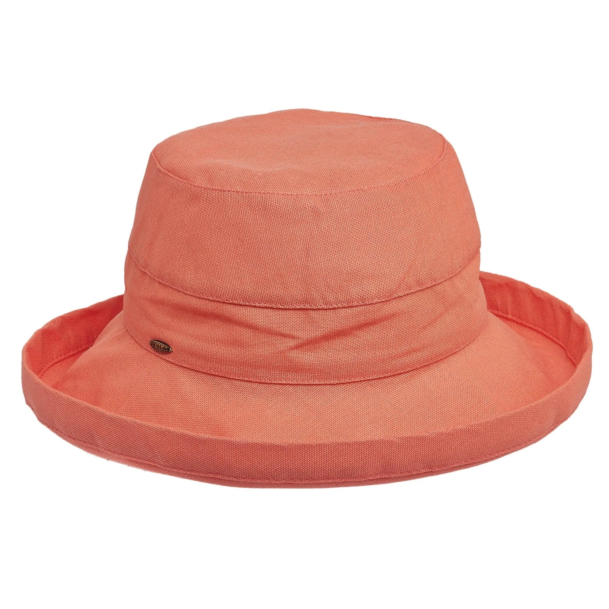 Women's Scala Simple Cotton Sun Hat by HatCountry featuring a wide brim and grapefruit color, perfect for sun protection.
