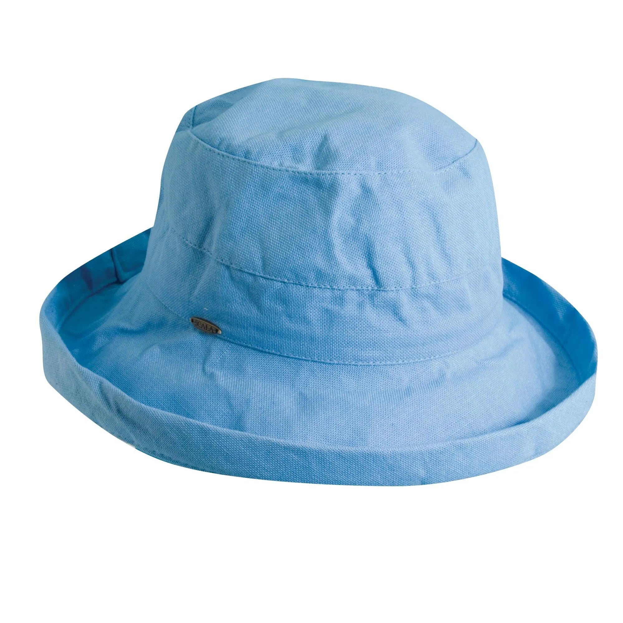 Women's Scala Simple Cotton Sun Hat in medium blue, stylish headwear by HatCountry with a wide brim and comfortable fit.