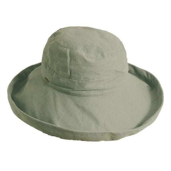 Olive green Scala Simple Cotton women's sun hat by HatCountry, lightweight headwear with a wide brim for sun protection.