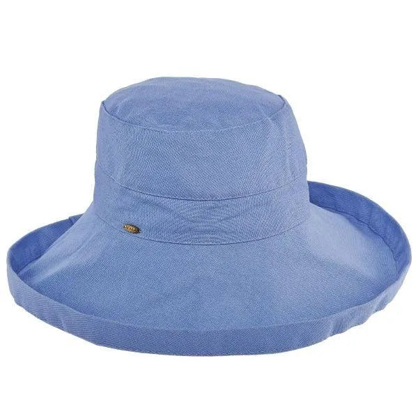 Periwinkle Scala Simple Cotton Women's Sun Hat by HatCountry, lightweight headwear with a wide brim for sun protection.