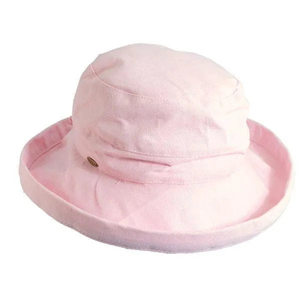 Pink Scala Simple Cotton women's sun hat by HatCountry, lightweight headwear with a wide brim for sun protection.