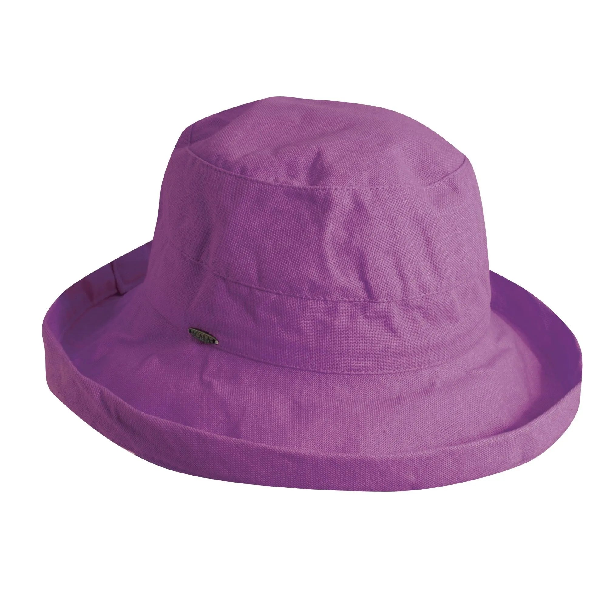 Purple Scala Simple Cotton women's sun hat with wide brim and casual design, showcasing headwear from HatCountry.