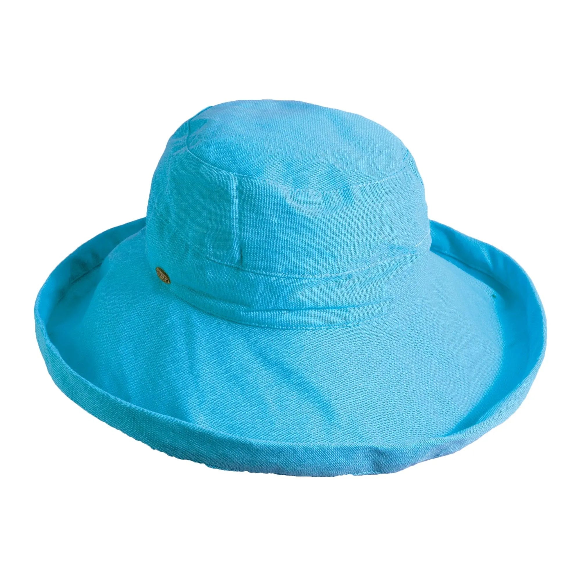 Turquoise Scala Simple Cotton women's sun hat by HatCountry, lightweight headwear with a wide brim for sun protection.