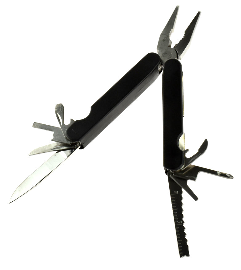 14-in-1 multifunction pocket tool with screwdriver and pliers from QuakeKits, a durable metal survival tool for versatile use.