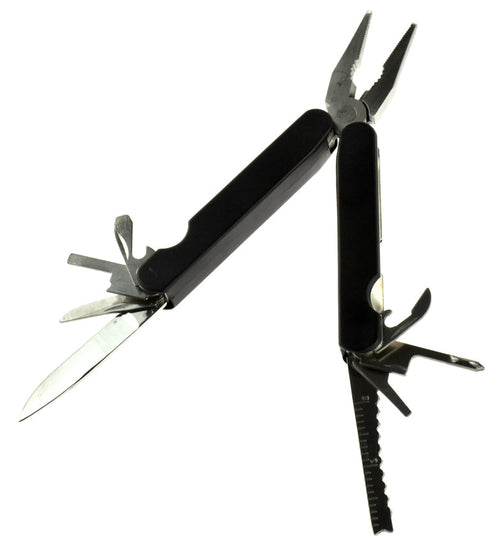 14-in-1 multifunction pocket tool with screwdriver and pliers from QuakeKits, a durable metal survival tool for versatile use.