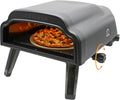 Flame King 14-inch propane pizza oven with rotating stone, designed for outdoor grilling and pizza cooking.