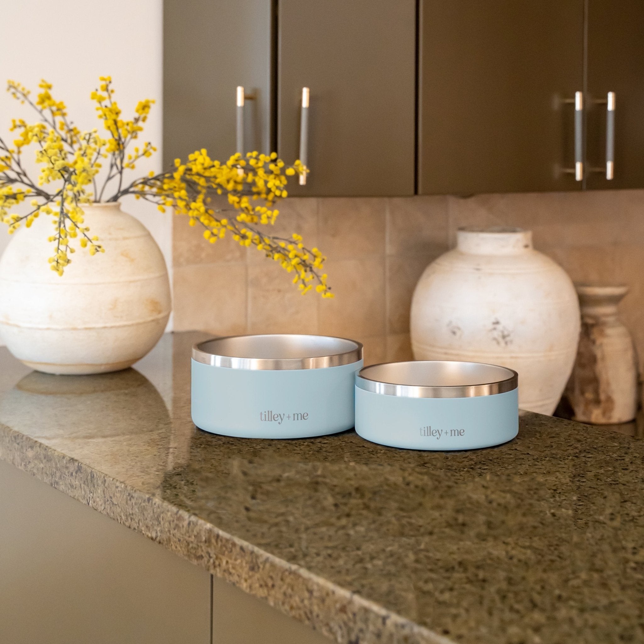 Tilley + Me Stainless Steel Pet Bowl – Non-Slip, Durable & Dishwasher Safe | 32oz and 64oz - OVERLANDERS Outfitter