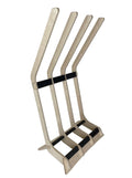 Freestanding Rado Racks surfboard rack displaying multiple surfboards in an organized setup.