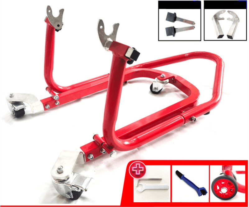 Bean's Moto Booth Liou Stand™ motorcycle paddock stand dolly mover for easy lifting and maneuvering of motorcycles.