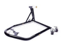 Bean's Moto Booth Liou Stand™ motorcycle paddock stand dolly mover supporting and lifting motorcycles for maintenance and storage.