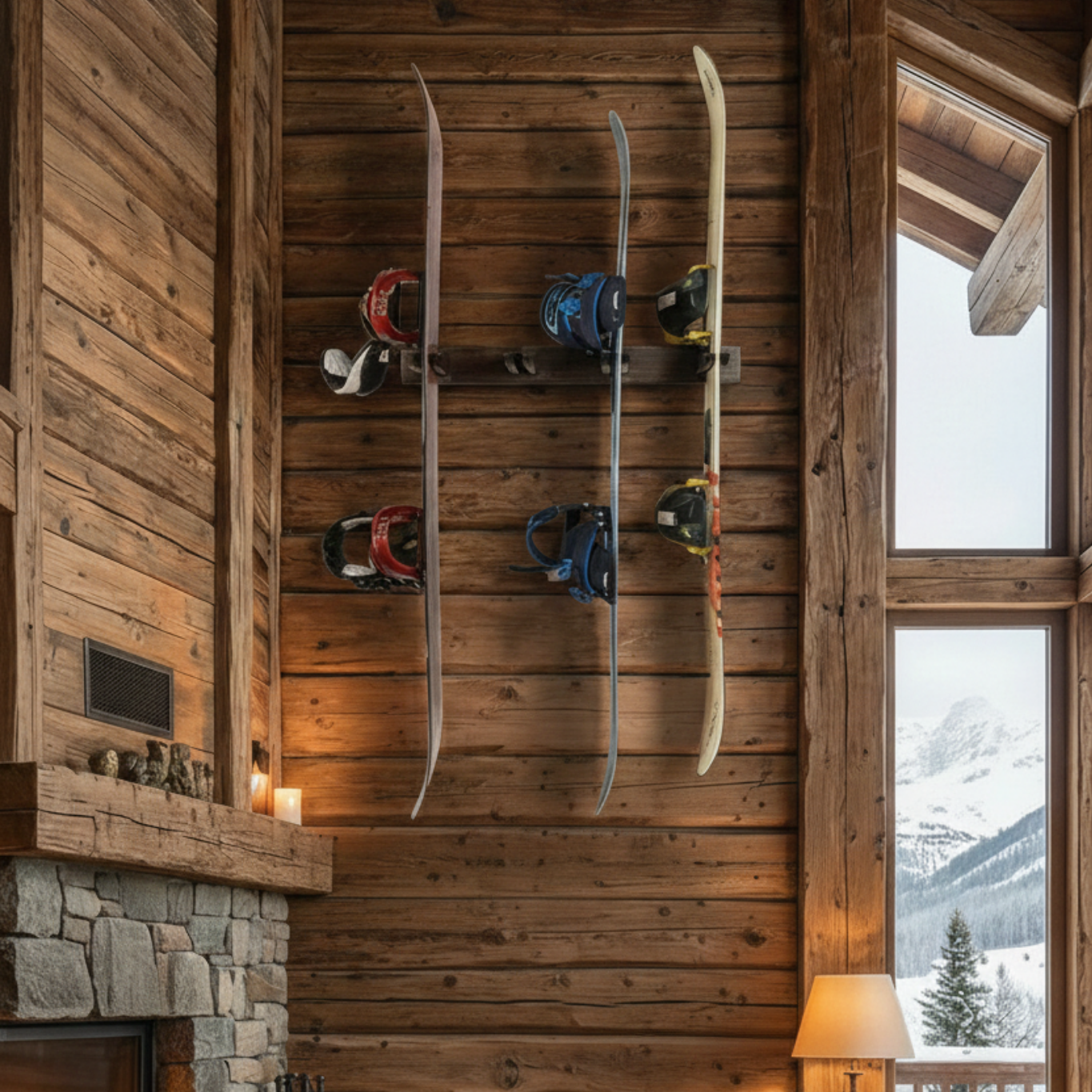 Tuscarora Ski and Snowboard Wood Rack | Holds 4 Pairs - OVERLANDERS Outfitter
