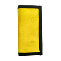 Recycled Firefighter long wallet no-snap edition in vibrant yellow hose design, made from recycled materials, showcasing durable craftsmanship.