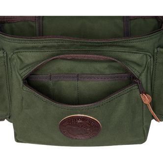 Backcountry Sportsman All Day Lumbar Pack open, showing adjustable straps and multiple compartments on durable black fabric.