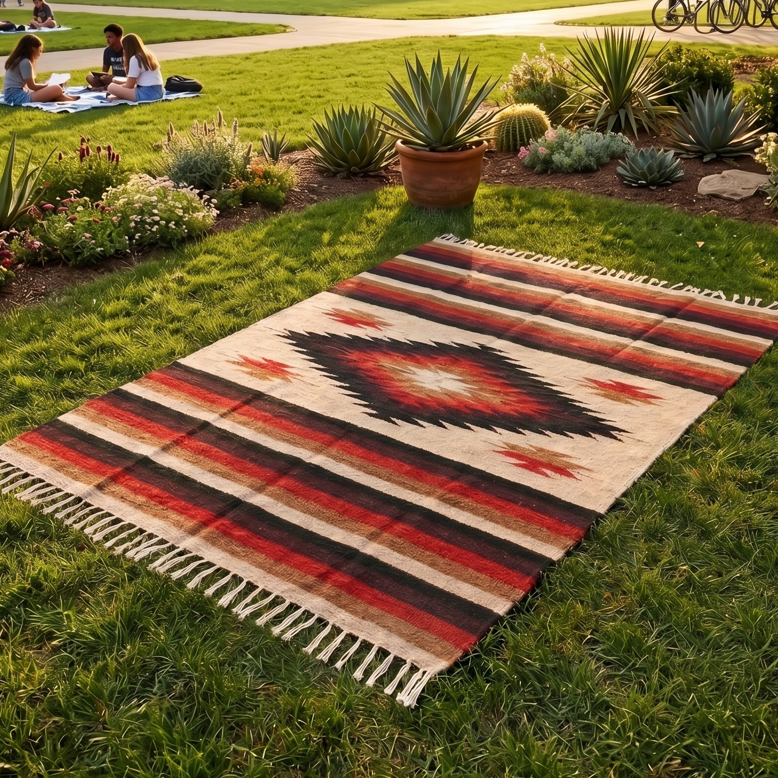 Tan Mexican Diamond Yoga Blanket - OVERLANDERS Outfitter