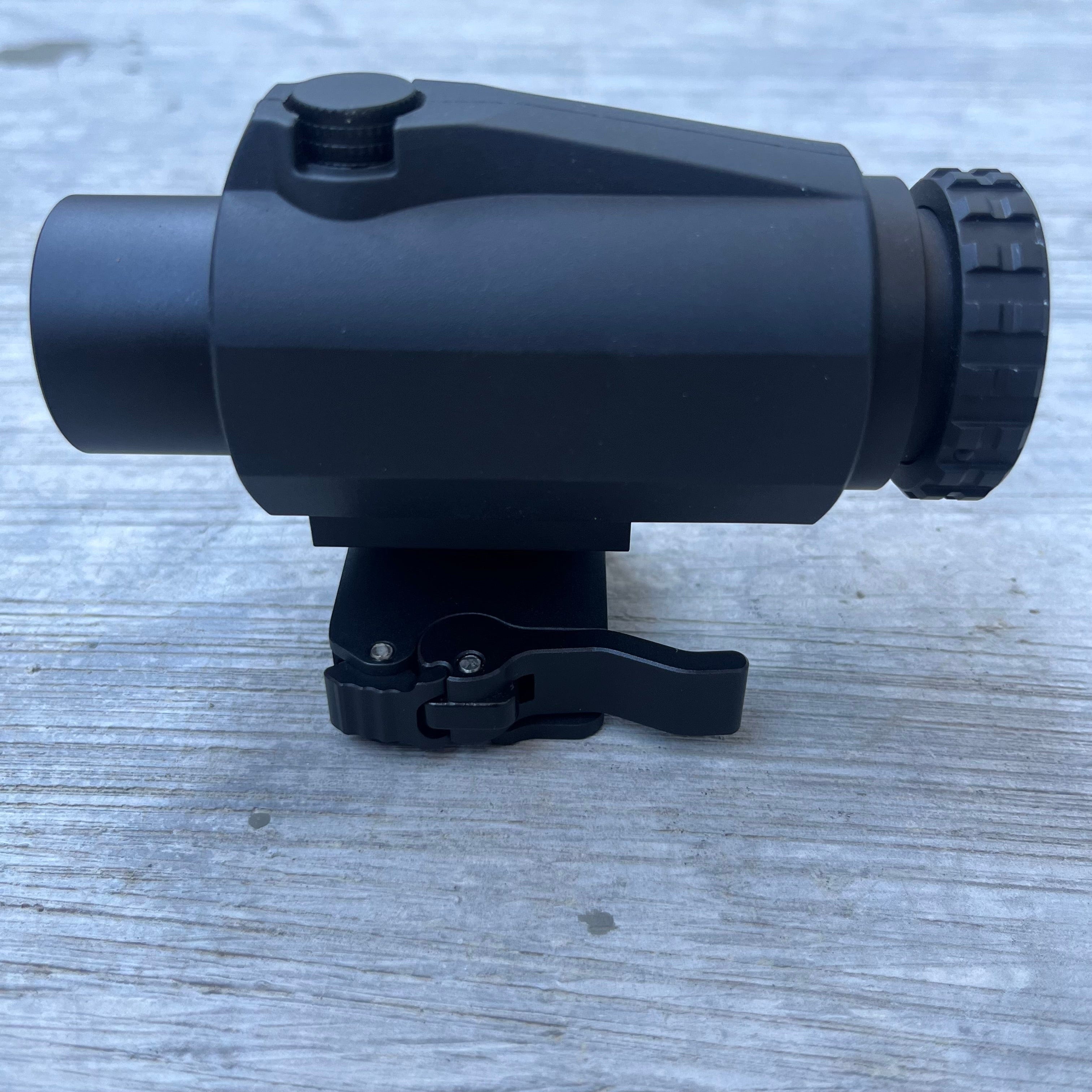 SFT2 Tactical Dragoon 3x magnifier mounted on a firearm, providing enhanced optical clarity for precise aiming and target acquisition.