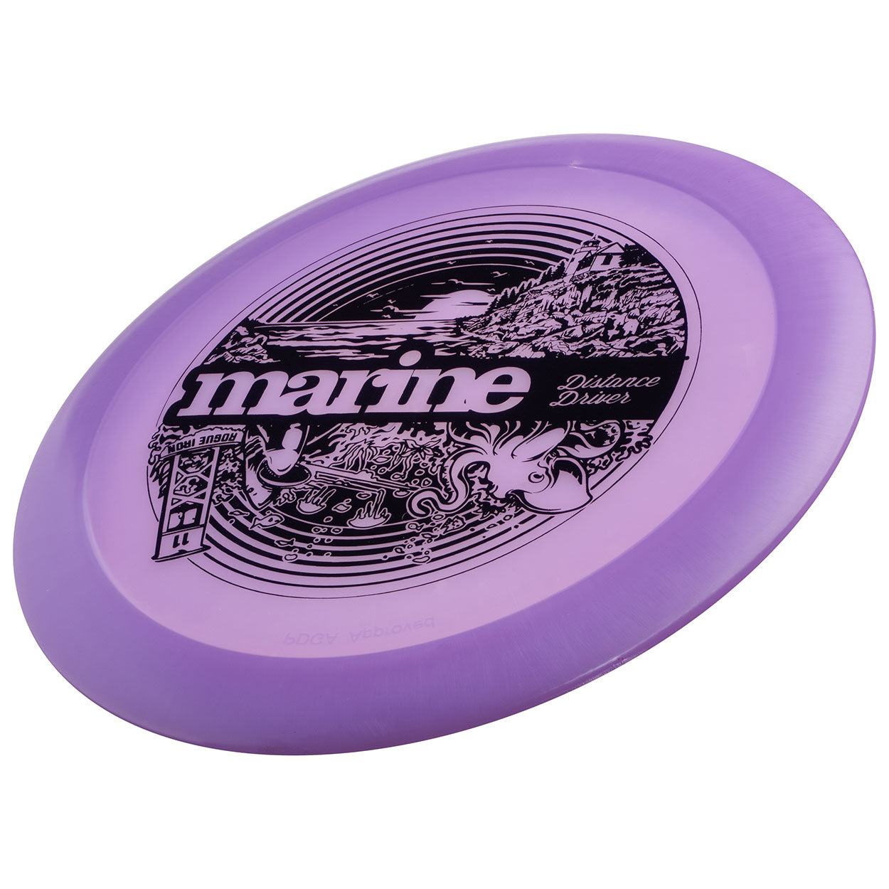 Rogue Iron Disc Golf marine disc featuring vibrant colors and a sleek design for optimal performance in disc golf.