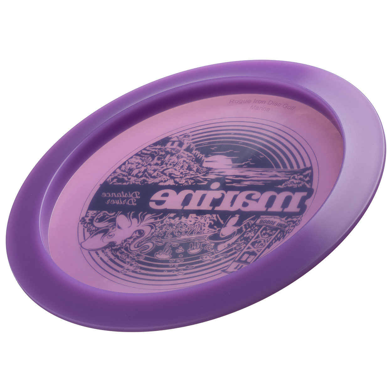 Rogue Iron Disc Golf marine disc featuring a vibrant blue design and sleek aerodynamic shape for optimal performance.