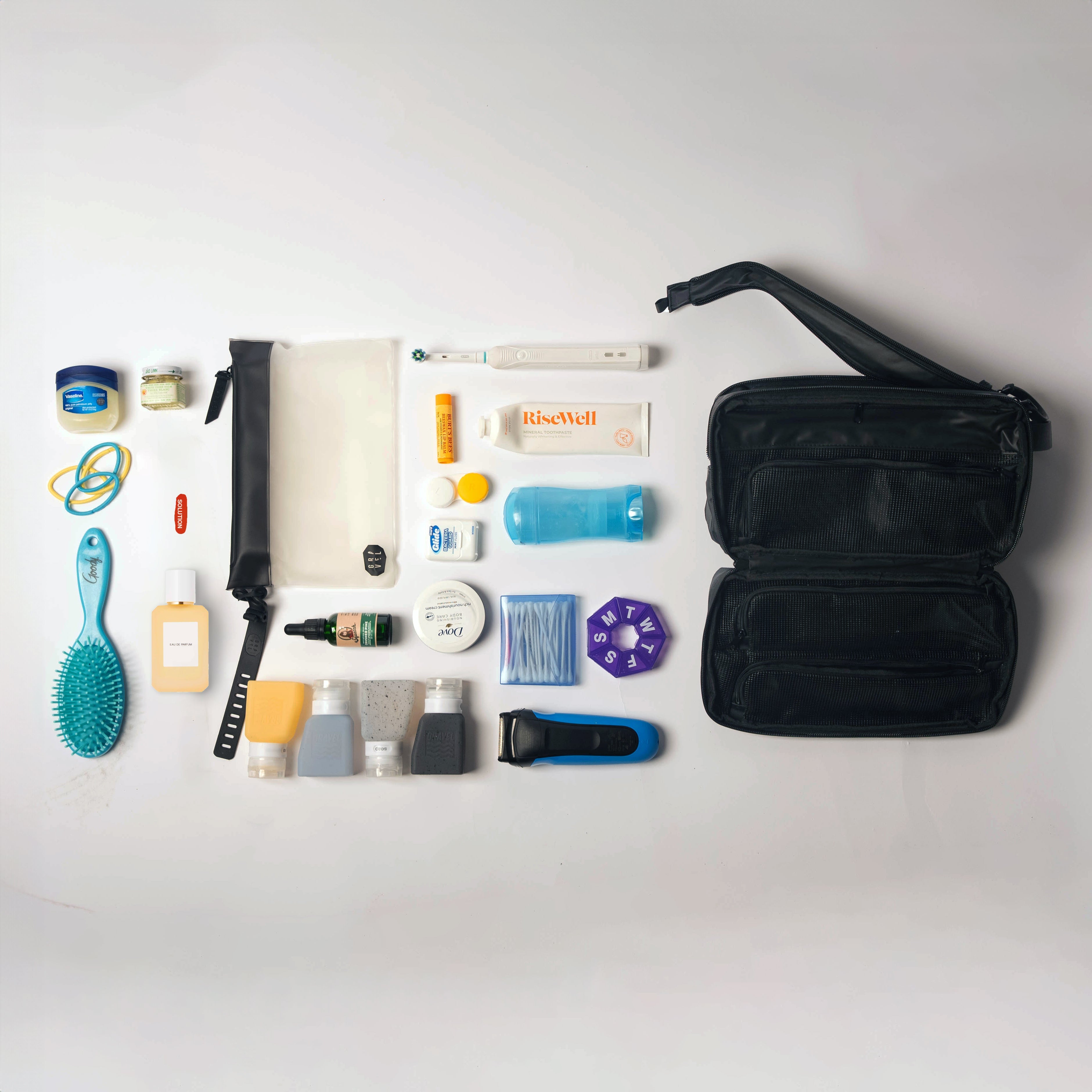 Gravel Max™ Toiletry Bag with zipper closure, compact design, and multiple compartments for travel essentials.