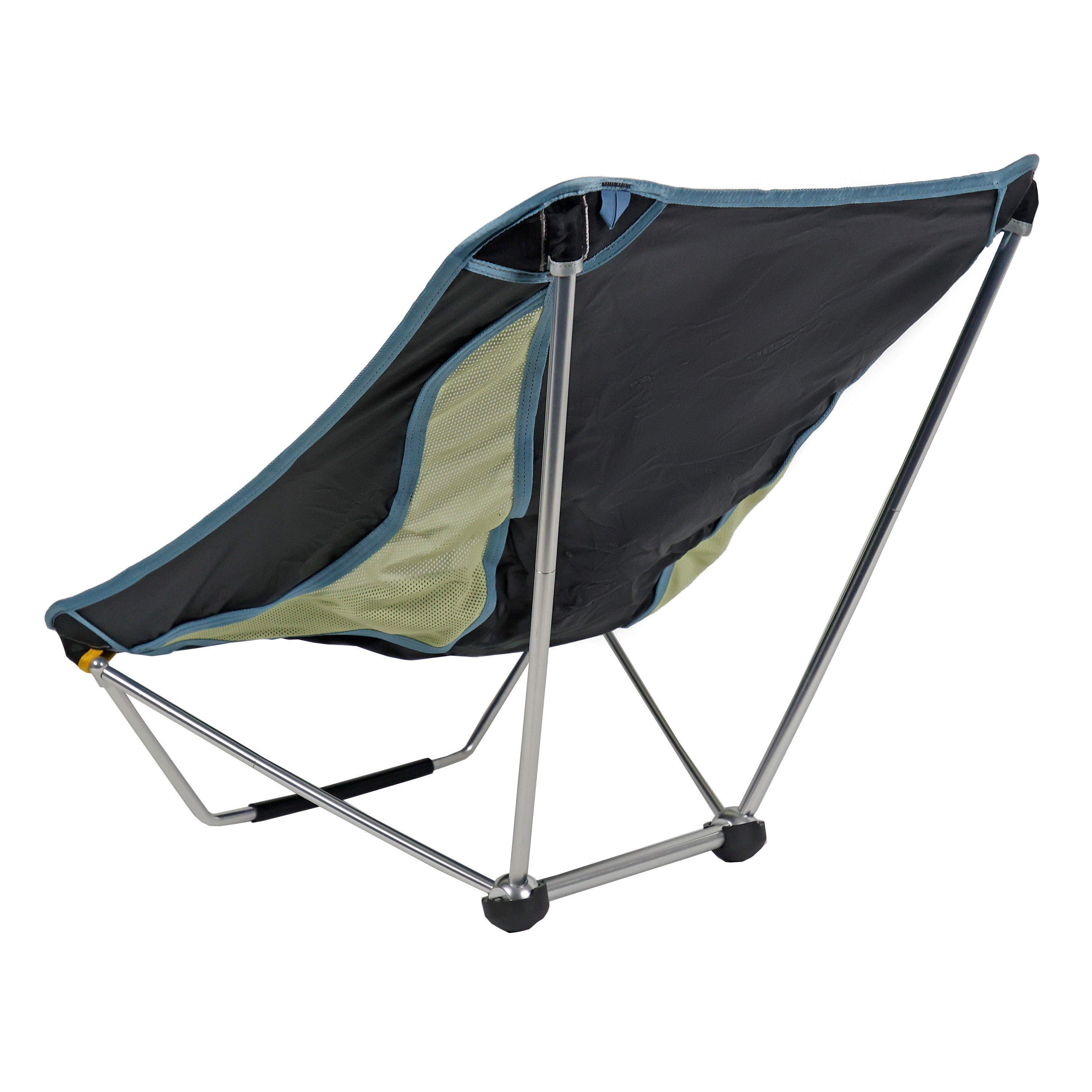 Black Mayfly Low Ground Collapsible Chair by GrandTrunk, showing its lightweight design and compact, foldable structure.