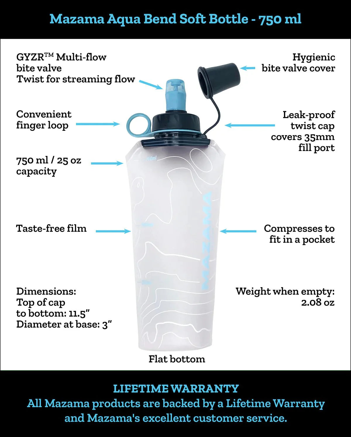 Mazama Aqua Bend Soft Collapsible Water Bottle - OVERLANDERS Outfitter