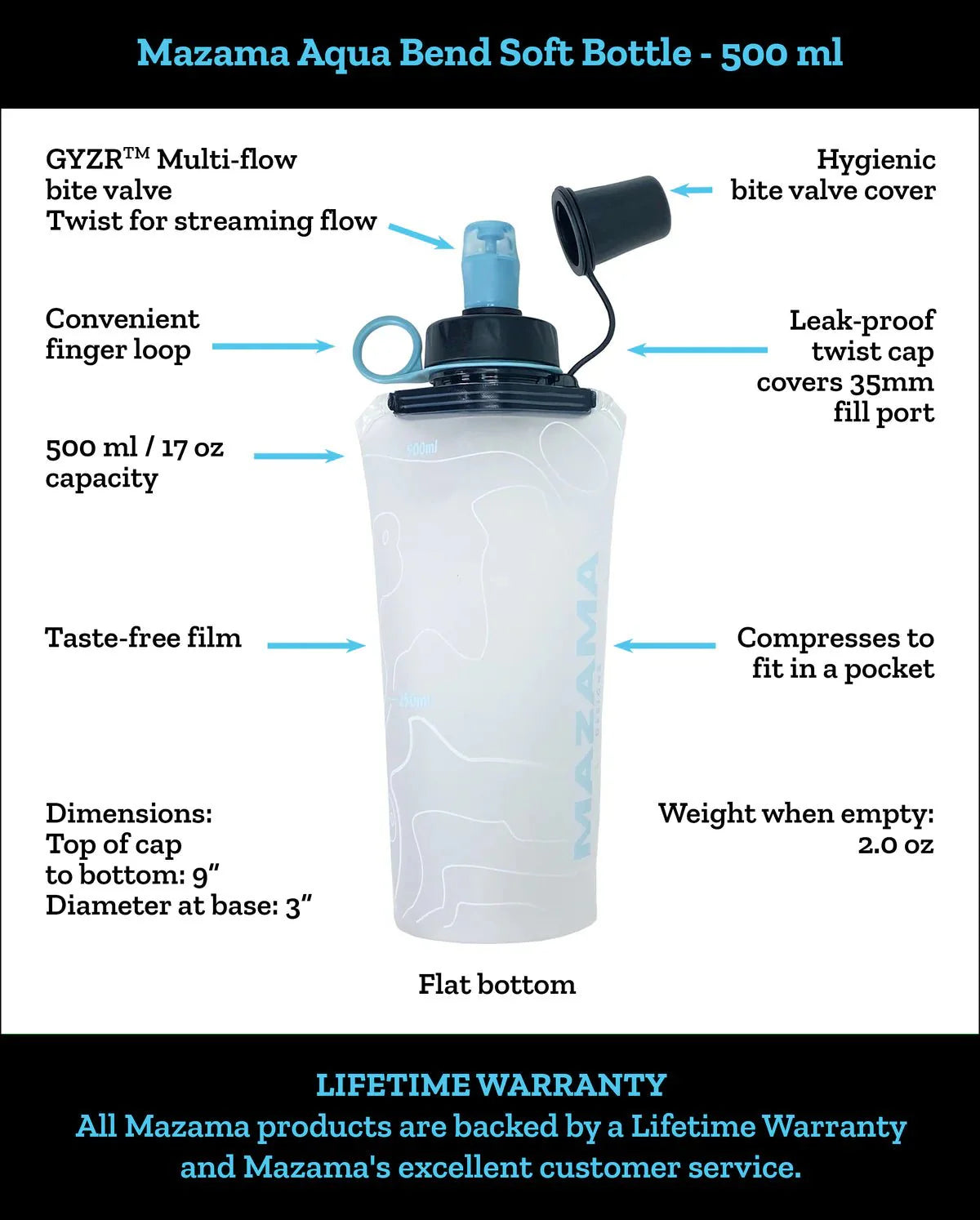 Mazama Aqua Bend Soft Collapsible Water Bottle - OVERLANDERS Outfitter