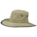 Fossil-colored Dorfman Pacific Clear Creek UPF 50+ bucket sun hat with wide brim and chin strap for sun protection.