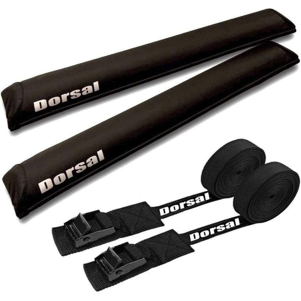 DORSAL Sunguard (No Fade) Aero Roof Rack Pads and 15 ft Straps - Pack of 4 for Car Surfboard Kayak SUP Snowboard - OVERLANDERS Outfitter