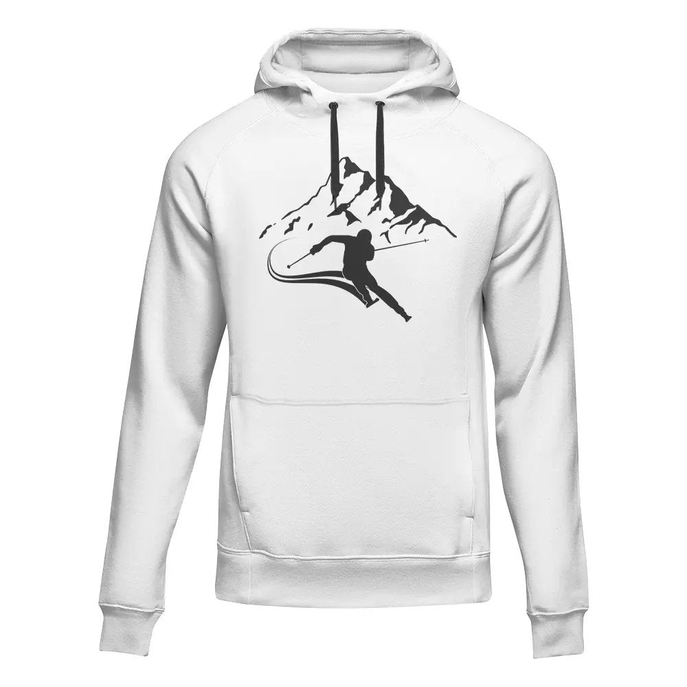 Outdoorzees Run From The Avalanche adult fleece hoodie showing soft, cozy fabric and a front pocket, in a rugged outdoor style.