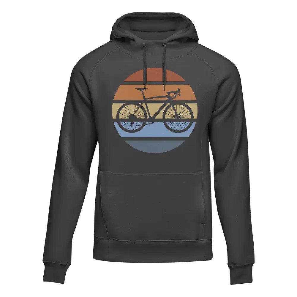 Outdoorzees modern vintage bicycle fleece hoodie for adults, featuring a stylish bicycle print on a cozy hoodie.