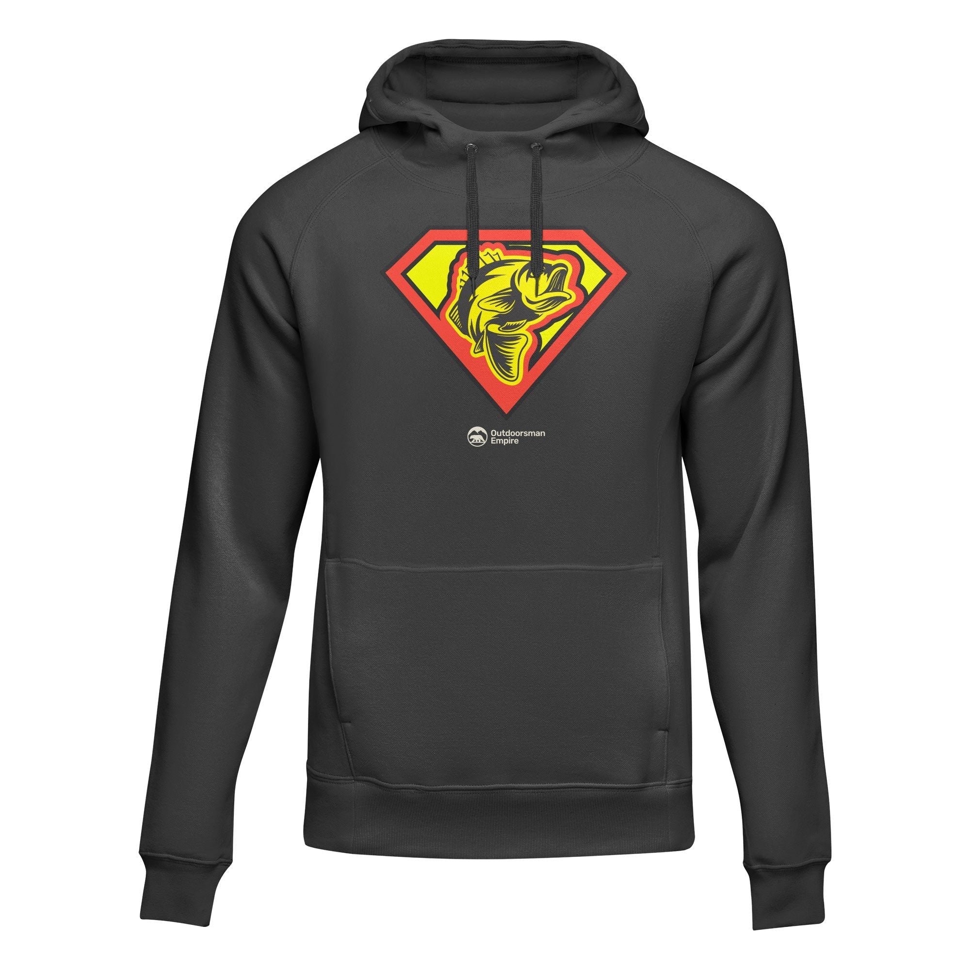 Outdoorzees Super Fishing' adult fleece hoodie, soft and warm, shown in a cozy fit with fishing-themed embroidery on the front.