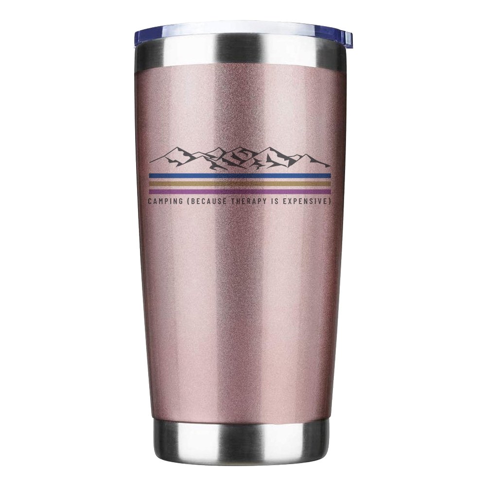 Outdoorzees 20oz insulated vacuum-sealed tumbler with a stainless steel finish and a clear lid, designed for hot and cold beverages.