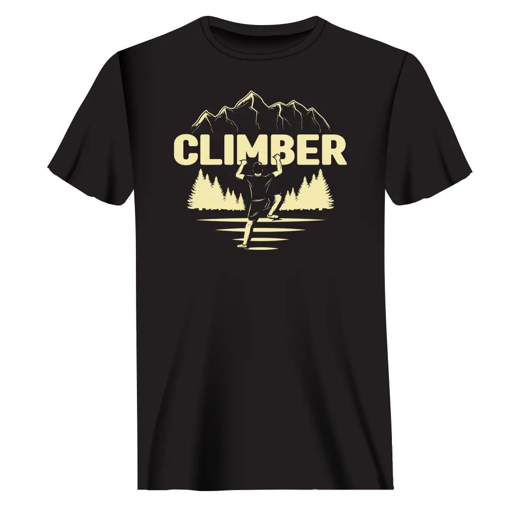 Outdoorzees Climber Man T-Shirt featuring a rugged climber graphic on a comfortable casual tee.