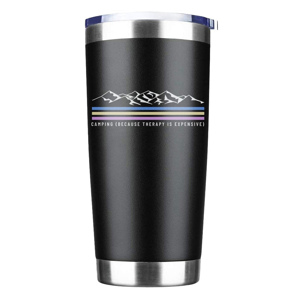 Outdoorzees 20oz insulated vacuum-sealed tumbler with a stainless steel finish, showing a sleek, durable design for outdoor use.